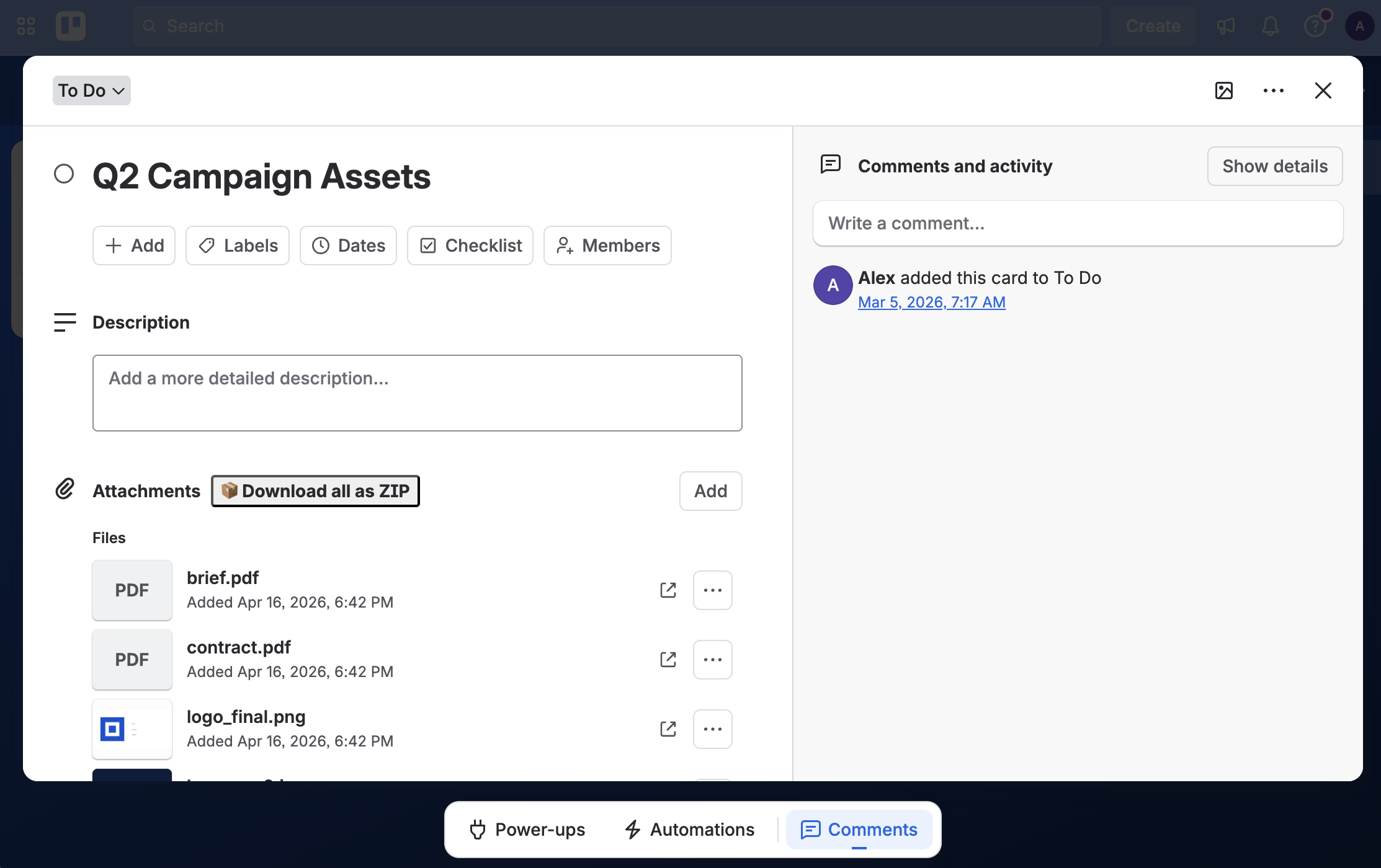 Download all as ZIP button in a Trello card
